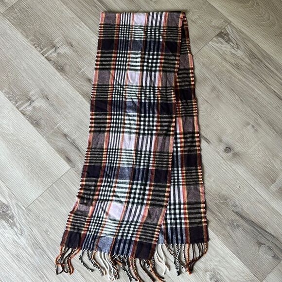 Plaid Ultra Soft Fleece Fringe Fall Scarf Boho Hippie Farm Country - Picture 1 of 3